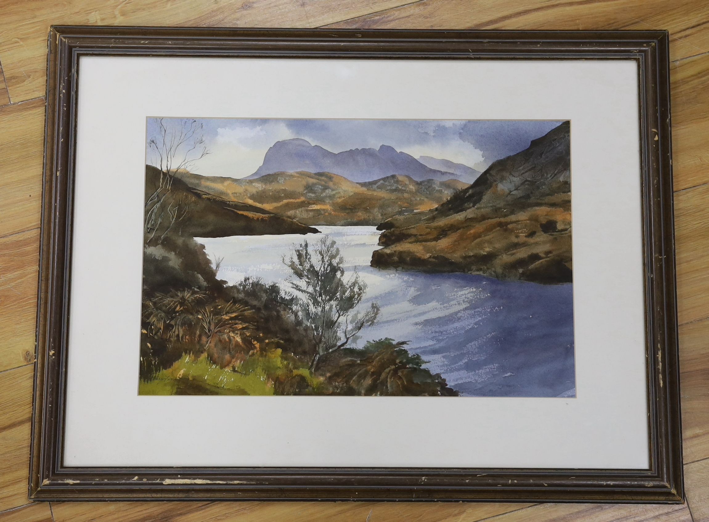 Mary Frame (Fosseway Artists), watercolour, River landscape, 34 x 52cm